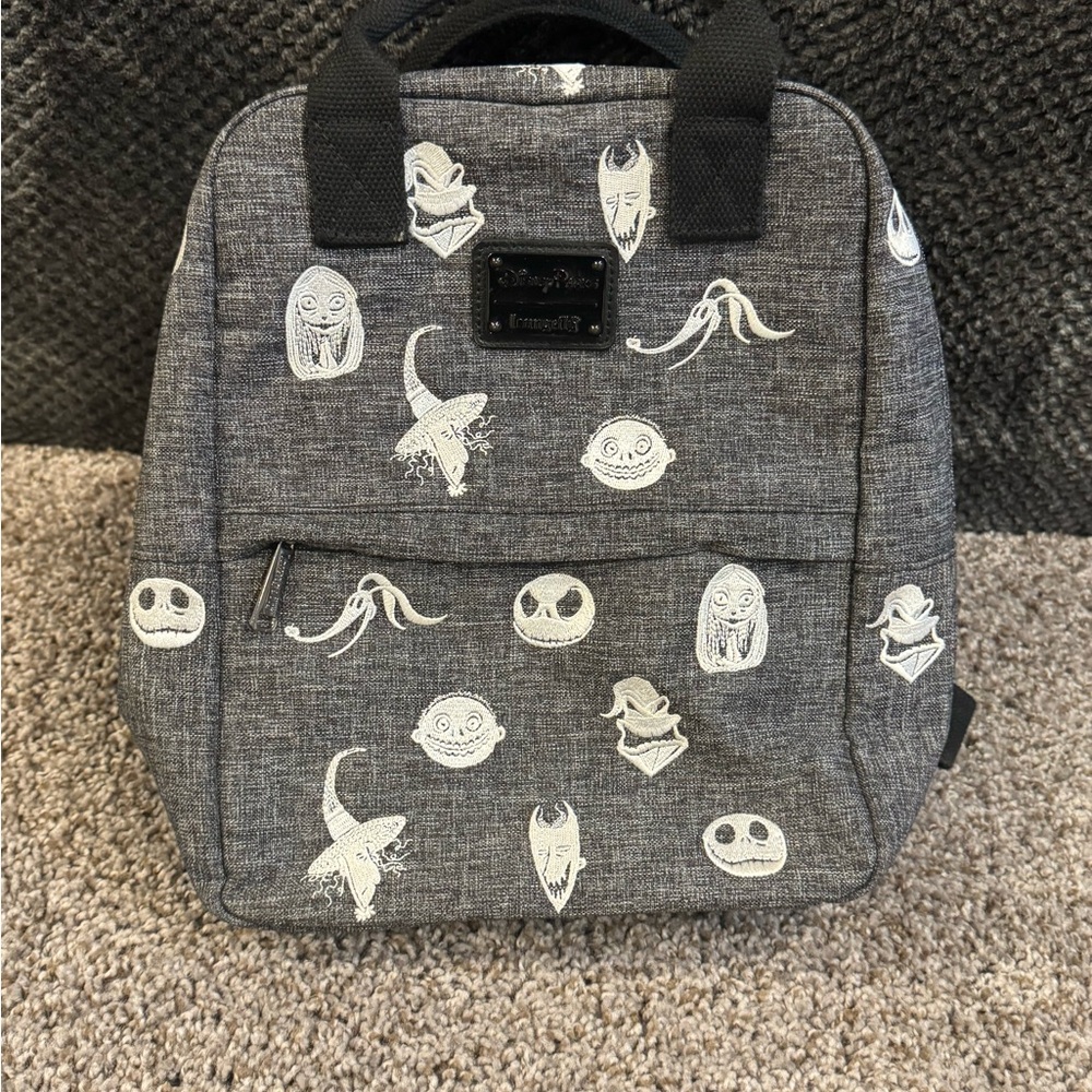 Disney Gray Fabric Patch Backpack with Embroidere… - image 1